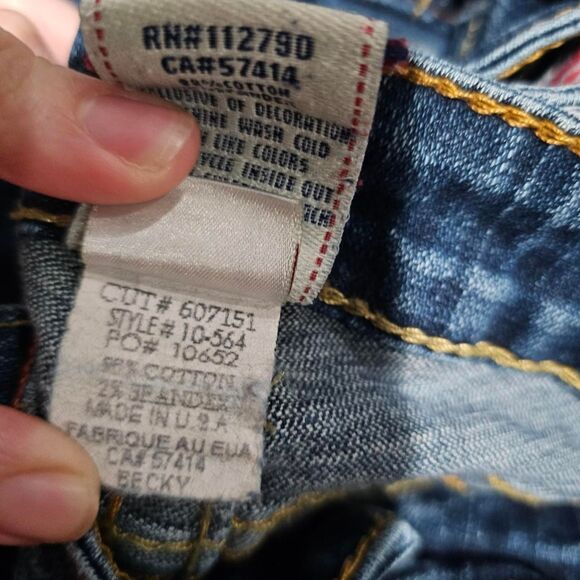 Vintage y2k dark wash true religion low rise denim shorts - Picture 3 of 4